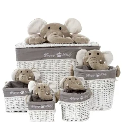 Wohnen Kinderzimmer Korb Set mit Elefantenköpfen Plüsch - Isipia (fünfteilig)