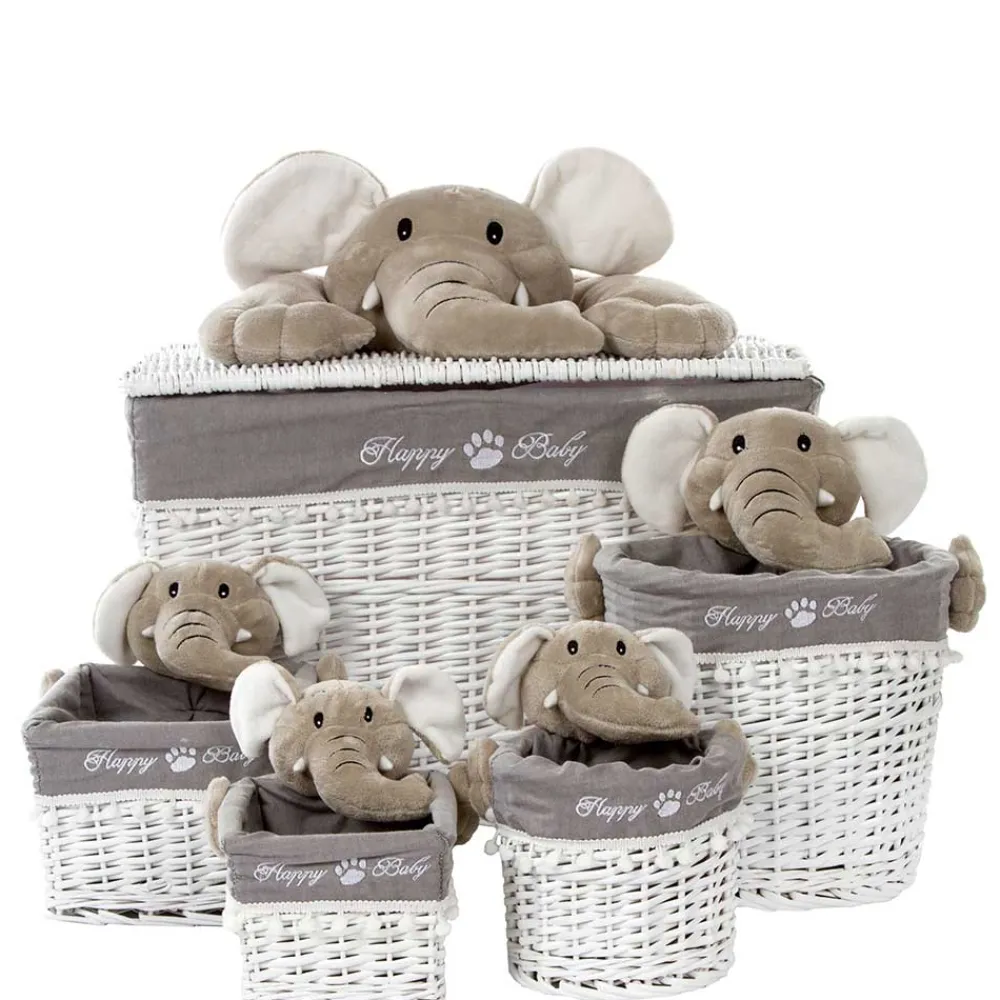 Wohnen Kinderzimmer Korb Set mit Elefantenköpfen Plüsch - Isipia (fünfteilig)