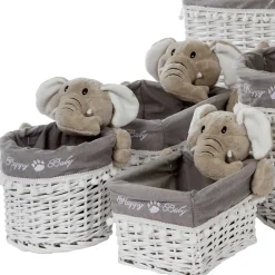 Wohnen Kinderzimmer Korb Set mit Elefantenköpfen Plüsch - Isipia (fünfteilig)