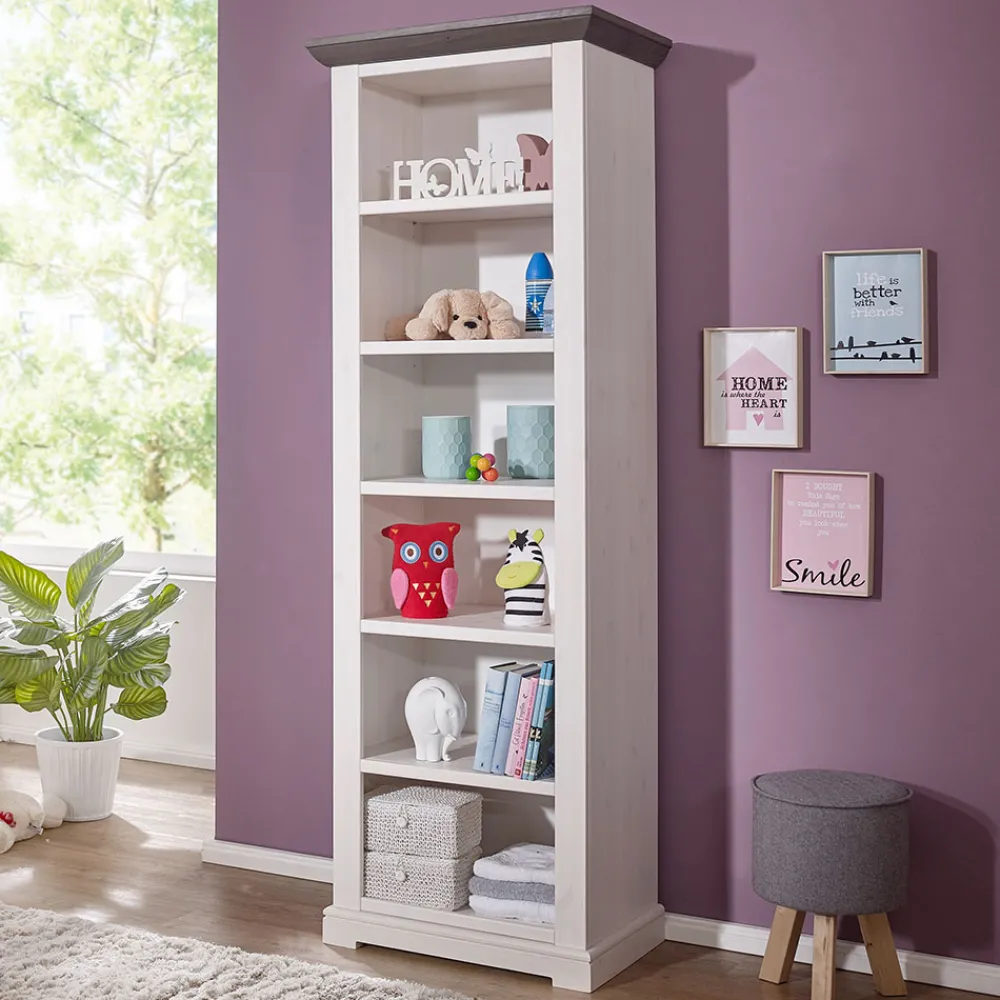 Kinder Wohnen Kinderzimmer Landhaus Regal in Weiß & Grau - Rimesca