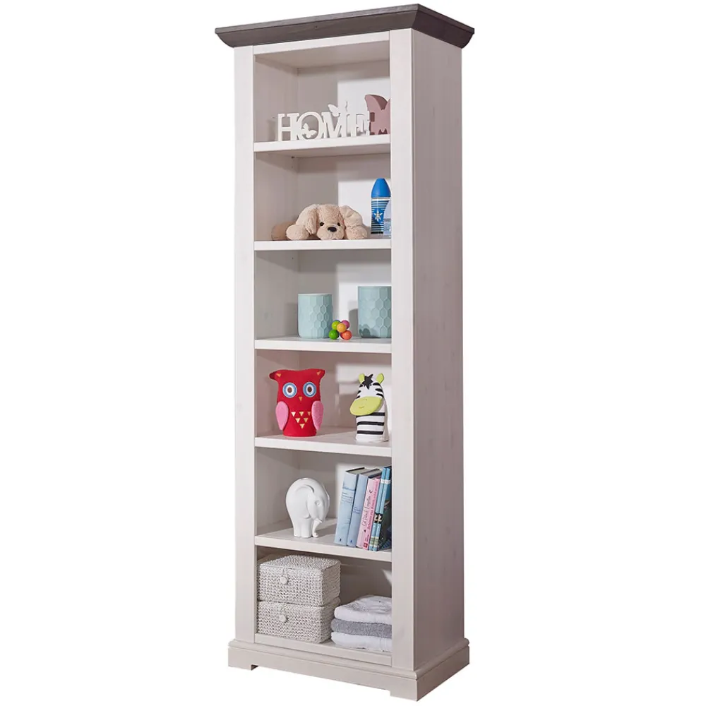 Kinder Wohnen Kinderzimmer Landhaus Regal in Weiß & Grau - Rimesca