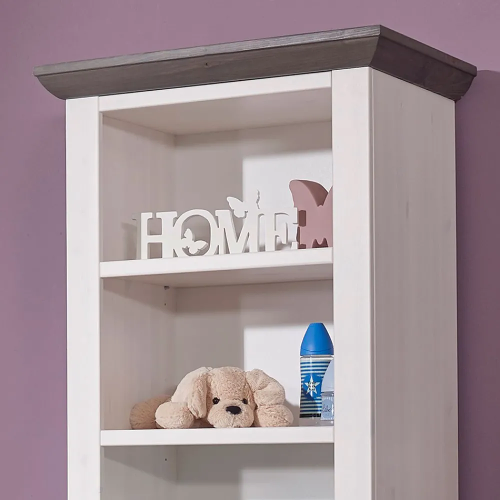 Kinder Wohnen Kinderzimmer Landhaus Regal in Weiß & Grau - Rimesca