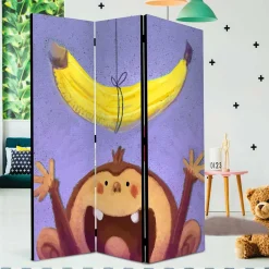 Kinder Wohnen Kinderzimmer Paravent mit Banane & Affe - Lavino