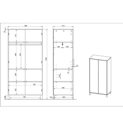Kinder Wohnen Kinderzimmerschrank in Hellgrau - Afilon