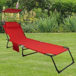 Wohnen Klappbare Balkonliege in Rot und Schwarz - Haikira