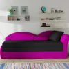 Wohnen Sofas|Sofa*Klappbare Recamiere in Magenta und Schwarz - Karneola