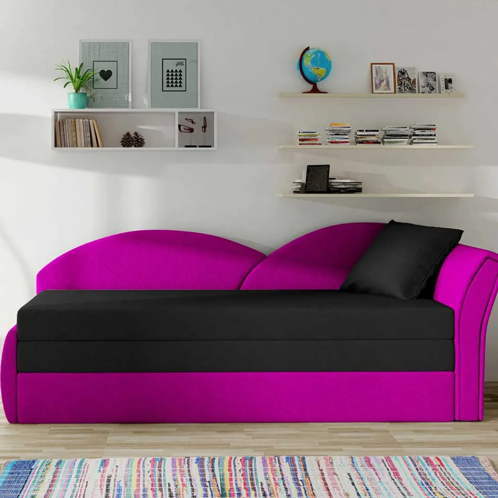 Wohnen Sofas|Sofa*Klappbare Recamiere in Magenta und Schwarz - Karneola