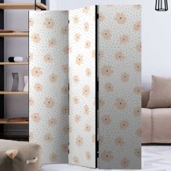 Wohnen Klappbare Trennwand mit Blumen Muster in Rosa - Telvo