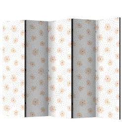 Wohnen Klappbare Trennwand mit Blumen Muster in Rosa - Telvo