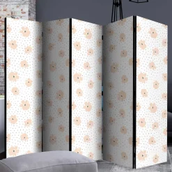 Wohnen Klappbare Trennwand mit Blumen Muster in Rosa - Telvo