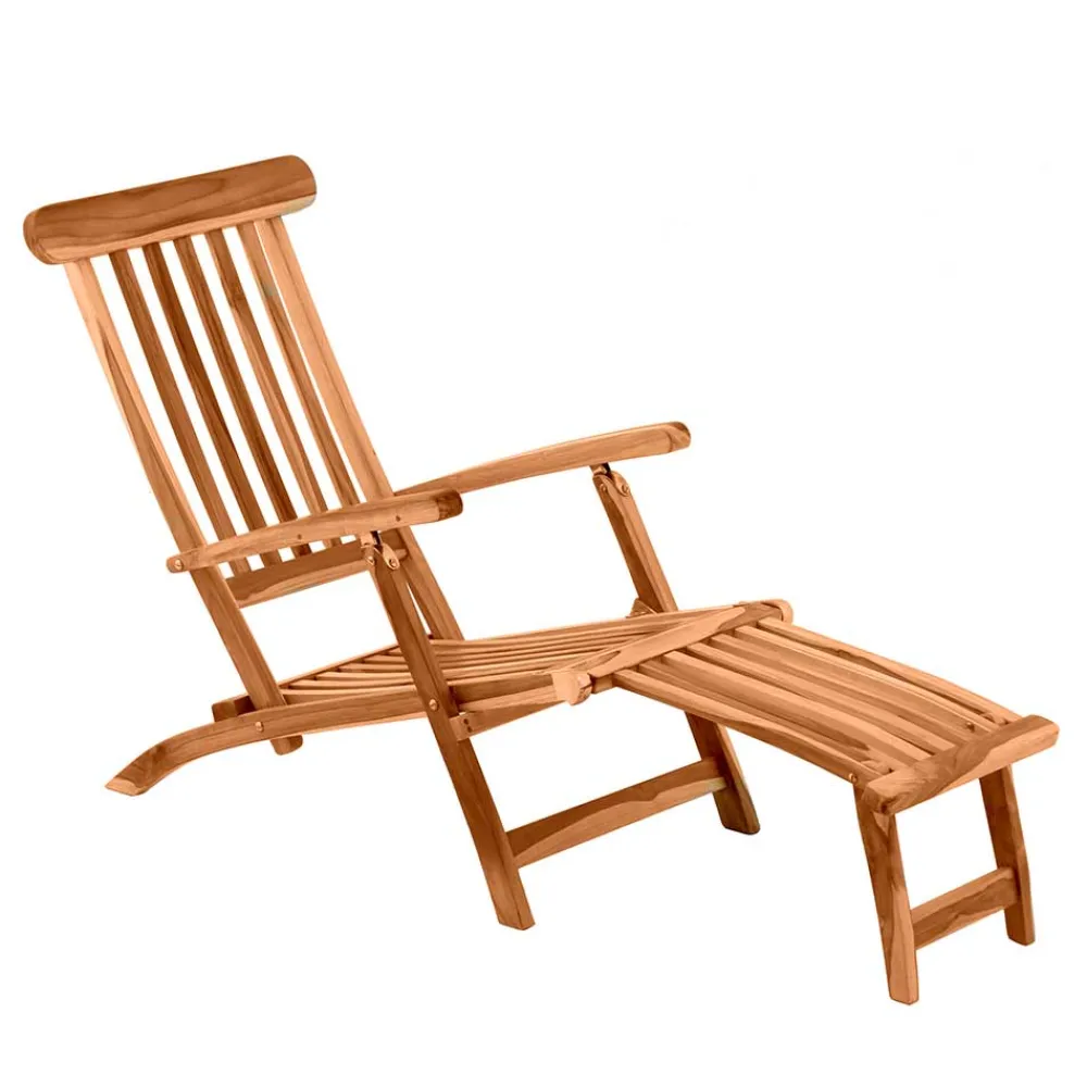 Wohnen Balkonmöbel|Teakholz-Gartenmöbel*Klappbarer Deckchair inklusive Fußablage - Klahuma