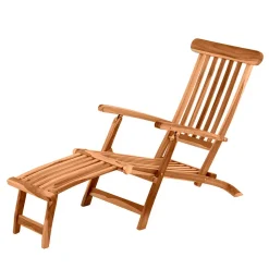 Wohnen Balkonmöbel|Teakholz-Gartenmöbel*Klappbarer Deckchair inklusive Fußablage - Klahuma