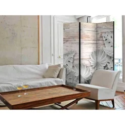 Wohnen Klappbarer Paravent in Grau Weiß - Nalisha