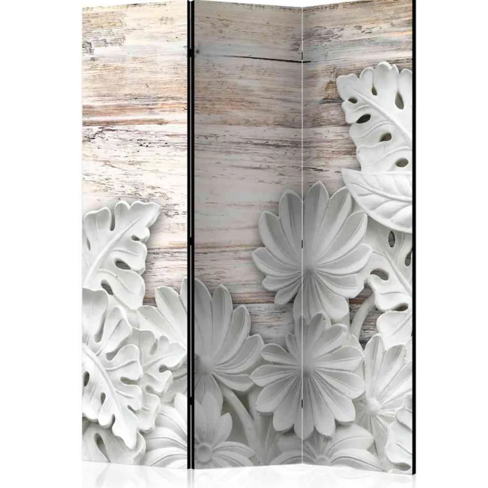 Wohnen Klappbarer Paravent in Grau Weiß - Nalisha
