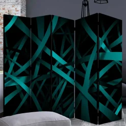 Wohnen Paravents|Wohnzimmer-Regale*Klappbarer Paravent in Petrol & Schwarz - Live