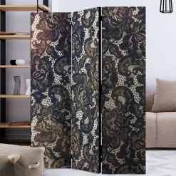 Wohnen Klappbarer Paravent mit Druckmotiv Spitze - Amby