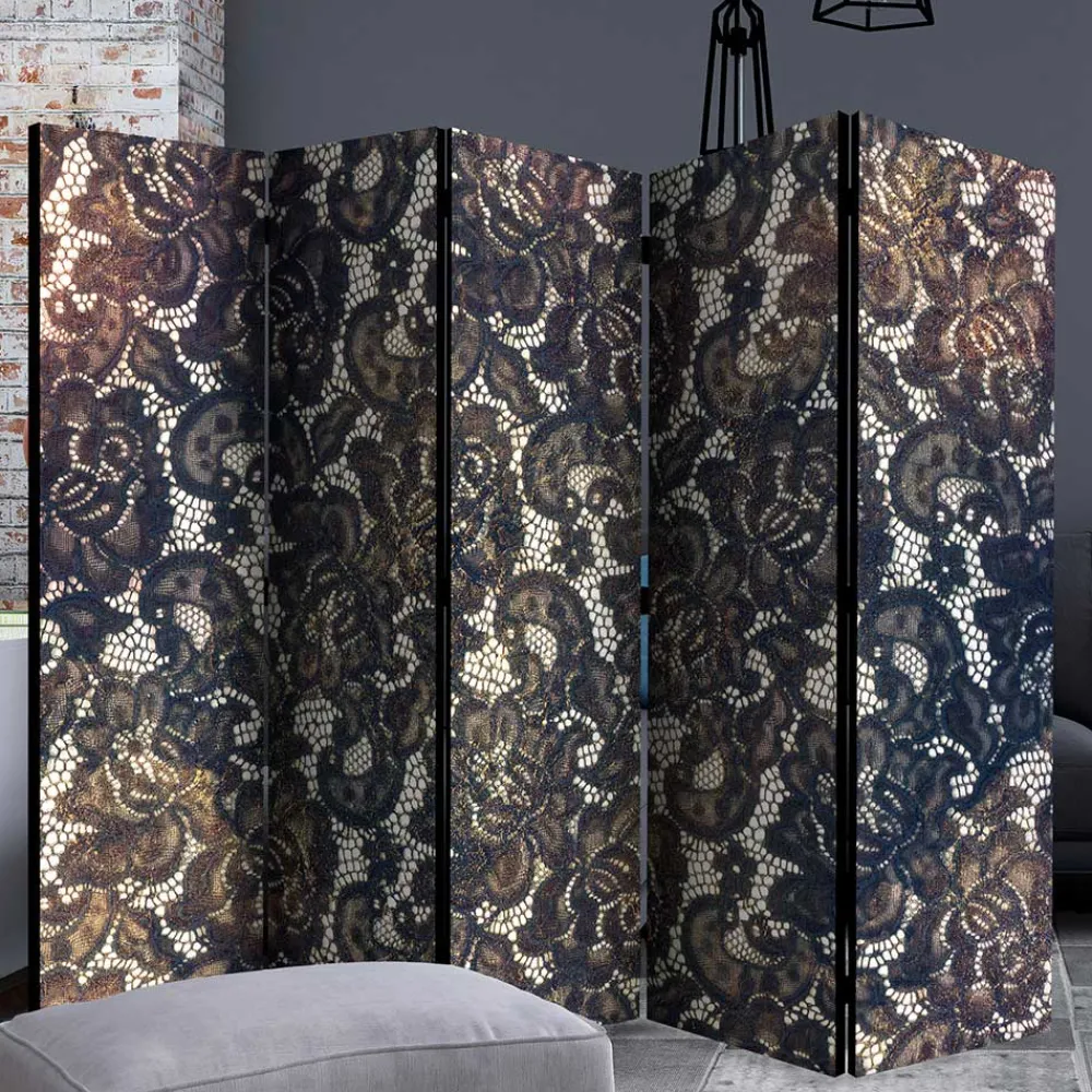 Wohnen Klappbarer Paravent mit Druckmotiv Spitze - Amby