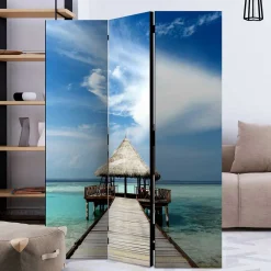 Wohnen Klappbarer Paravent Steg & Hütte im Meer - Makassa