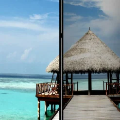 Wohnen Klappbarer Paravent Steg & Hütte im Meer - Makassa