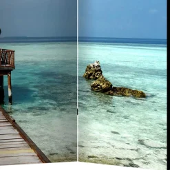 Wohnen Klappbarer Paravent Steg & Hütte im Meer - Makassa