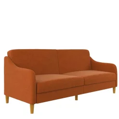 Wohnen Sofas|Sofa*Klappcouch in Orange und Holz Natur - Sipano