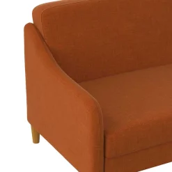 Wohnen Sofas|Sofa*Klappcouch in Orange und Holz Natur - Sipano