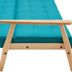 Wohnen Retro Möbel|Schlafsofas*Klappcouch in Petrol & Eukalyptus Natur - Barne