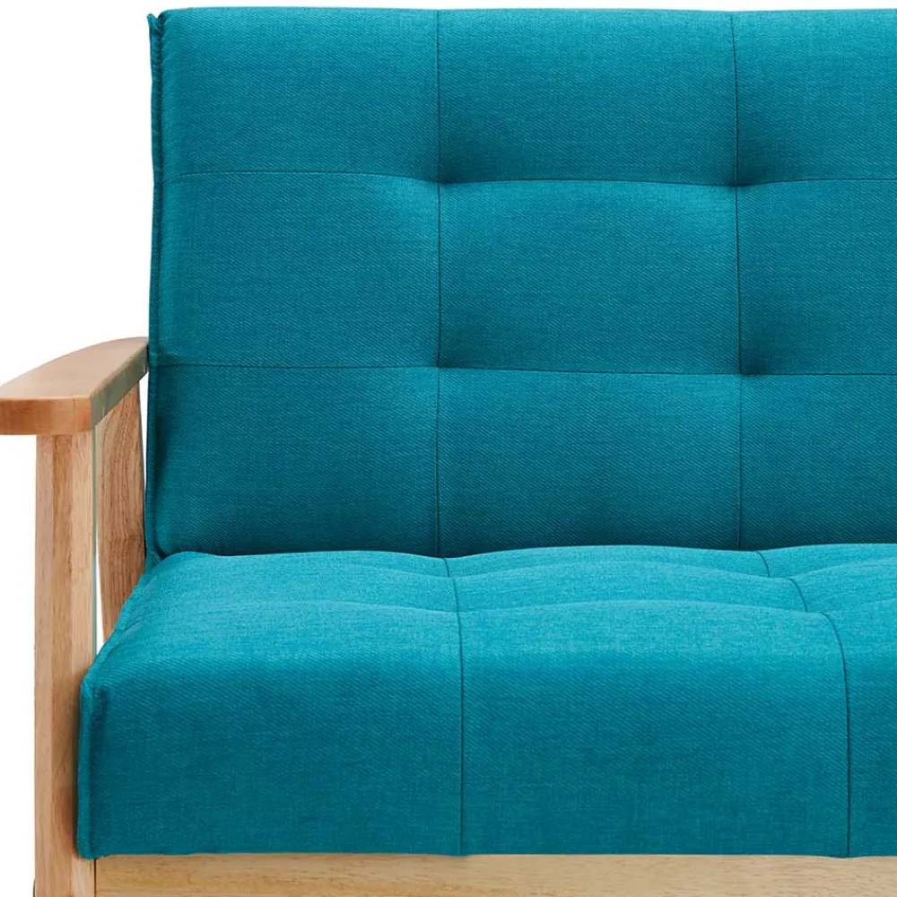 Wohnen Retro Möbel|Schlafsofas*Klappcouch in Petrol & Eukalyptus Natur - Barne