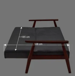 Wohnen Retro Möbel|Schlafsofas*Klappcouch in Petrol & Eukalyptus Natur - Barne