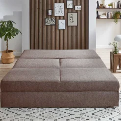 Wohnen Schlafsofas*Klappcouch ohne Armlehnen in Taupe - Drosalino