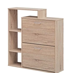 Wohnen 2-Klappen Schuhschrank mit drei offenen Regalfächern - Ilona