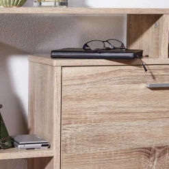 Wohnen 2-Klappen Schuhschrank mit drei offenen Regalfächern - Ilona