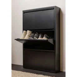 Wohnen 3-Klappen-Schuhschrank in Schwarz - Matic