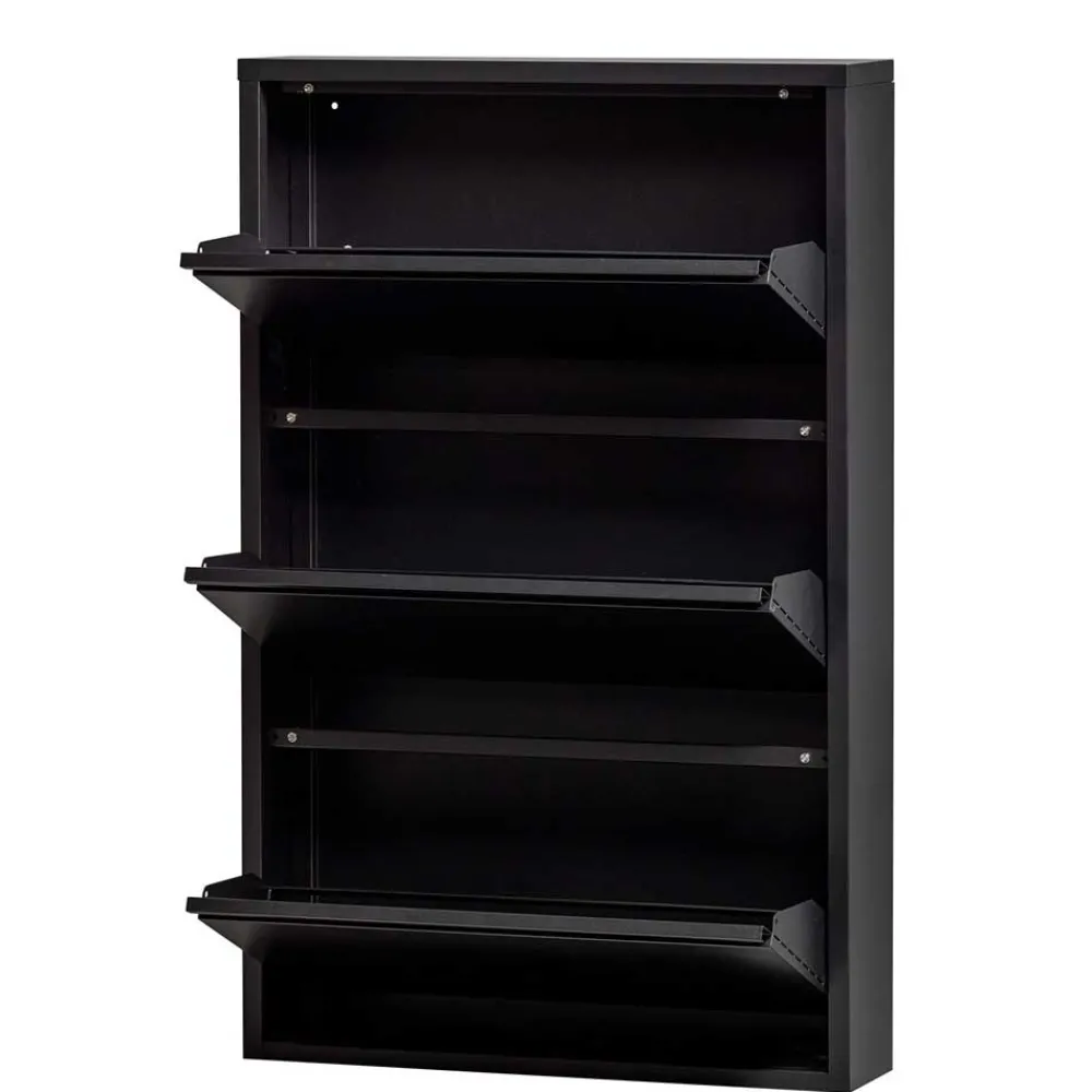 Wohnen 3-Klappen-Schuhschrank in Schwarz - Matic