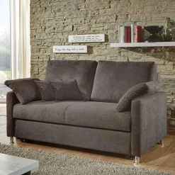 Wohnen Schlafsofas*Klappsofa in Dunkelbraun Stoffbezug - Jovena