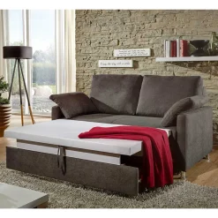 Wohnen Schlafsofas*Klappsofa in Dunkelbraun Stoffbezug - Jovena