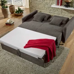 Wohnen Schlafsofas*Klappsofa in Dunkelbraun Stoffbezug - Jovena