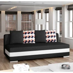 Wohnen Schlafsofas*Klappsofa in Schwarzbraun mit Weiß - Bacima