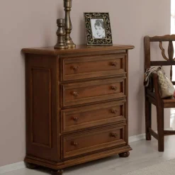 Wohnen Küchenschränke|Flurkommoden*Klassisch gestaltete Hochkommode in Walnussfarben - Manicos