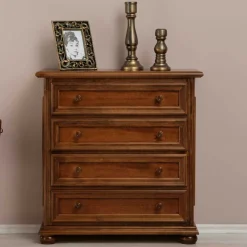 Wohnen Küchenschränke|Flurkommoden*Klassisch gestaltete Hochkommode in Walnussfarben - Manicos