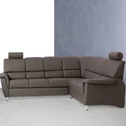 Wohnen Schlafsofas*Klassische Eckcouch Isabella in Braun Kunstleder