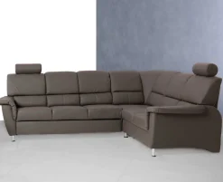 Wohnen Schlafsofas*Klassische Eckcouch Isabella in Braun Kunstleder