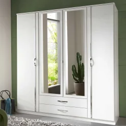 Wohnen Jugendzimmerschränke*Klassischer Kleiderschrank in Weiß mit Chrom - Miracella