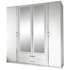 Wohnen Jugendzimmerschränke*Klassischer Kleiderschrank in Weiß mit Chrom - Miracella