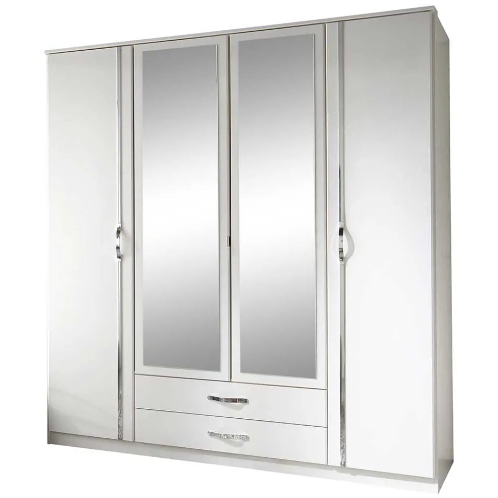 Wohnen Jugendzimmerschränke*Klassischer Kleiderschrank in Weiß mit Chrom - Miracella