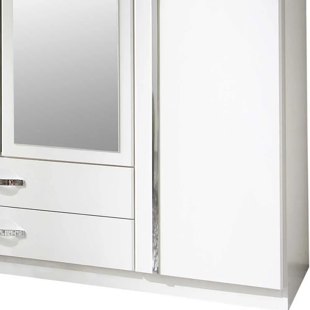 Wohnen Jugendzimmerschränke*Klassischer Kleiderschrank in Weiß mit Chrom - Miracella