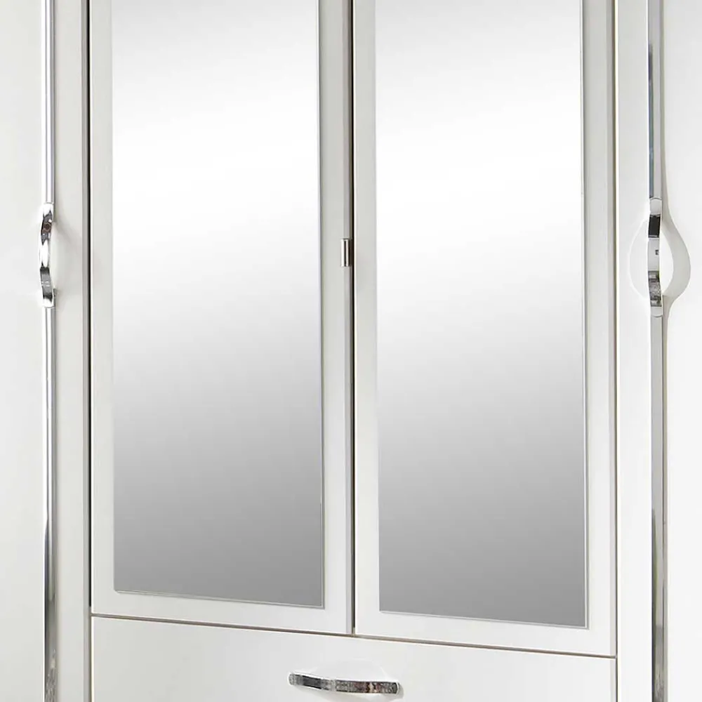 Wohnen Jugendzimmerschränke*Klassischer Kleiderschrank in Weiß mit Chrom - Miracella