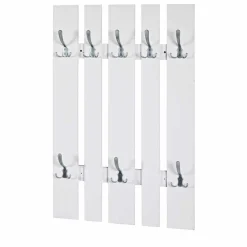 Wohnen Klassisches Garderobenpaneel in Weiß 65cm breit Vaipuran mit 8 Metallhaken