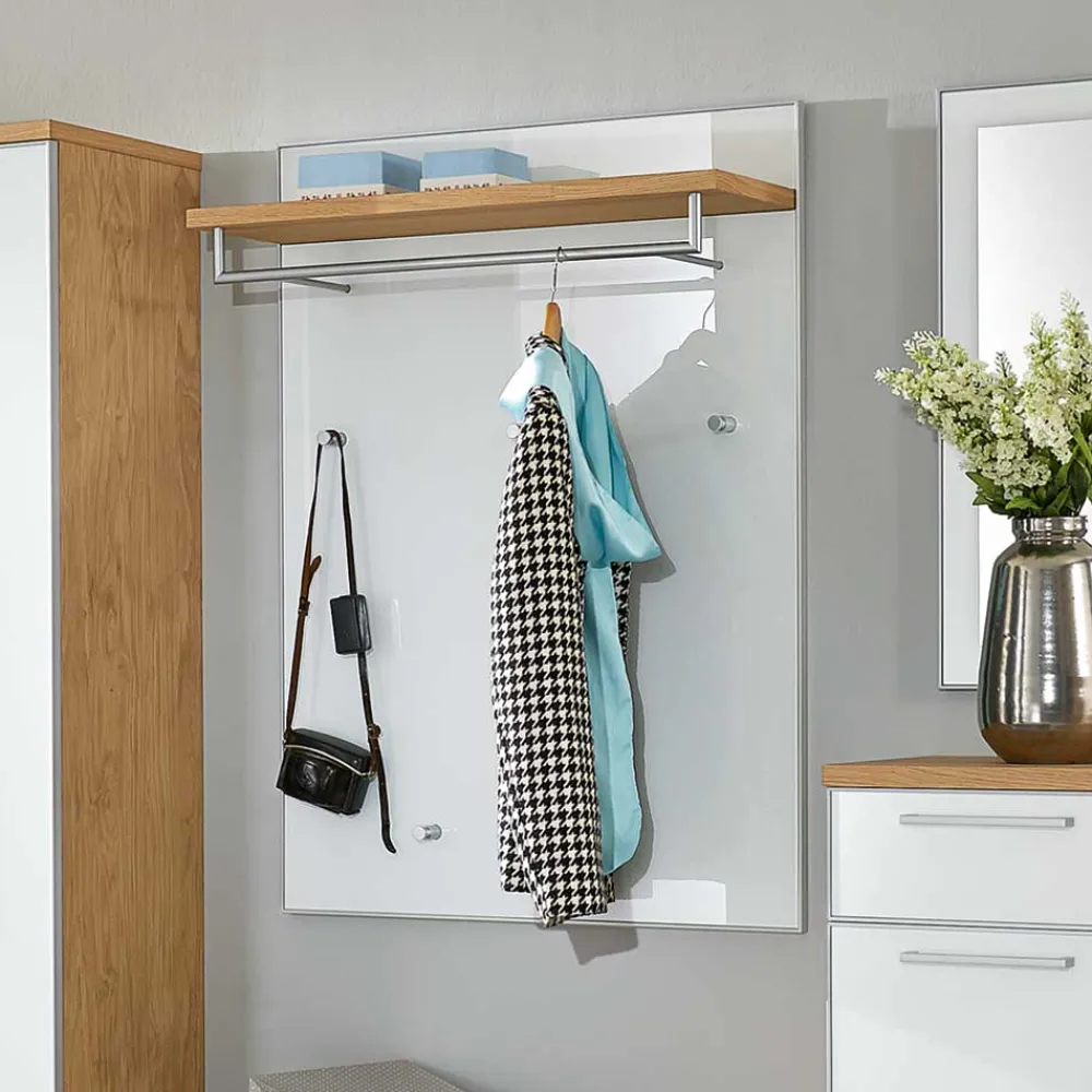 Wohnen Bürogarderoben|Garderoben*Kleiderpaneel Wynoca in Weiß Glas beschichtet