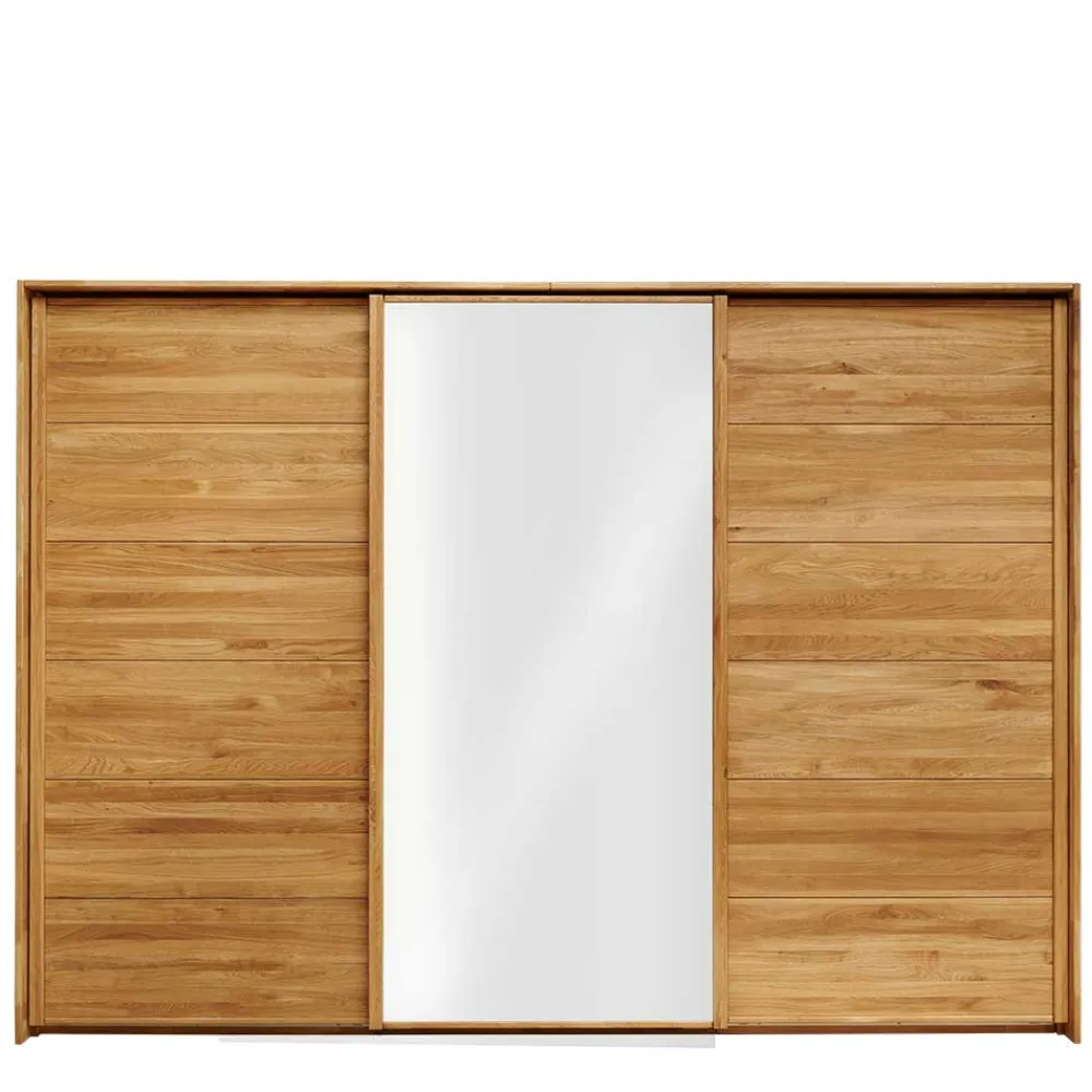 Wohnen Glasmöbel|Massivholzmöbel*Kleiderschrank aus Wildeiche mit Weißglas - Divnoi